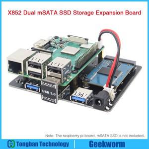 라즈베리 파이 X852 듀얼 mSATA SSD 스토리지 확장 보드, 라즈베리 파이 3 B +, 3B, ROCK64 용