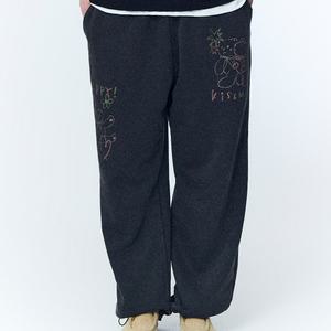 초크베어 피그먼트 스웨트팬츠 스모크블랙