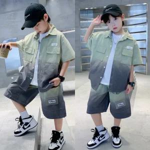 남아 주니어 투톤셔츠 반팔 반바지 세트