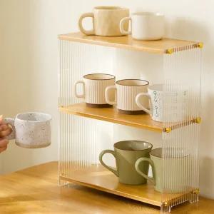 빈티지 우드 아크릴 다용도선반 수납장 3단선반 커피캡슐정리선반 주방선반 홈카페선반 화장대선반