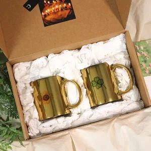 골드 네잎클로버 해바라기 머그컵 머그잔 선물세트 2P