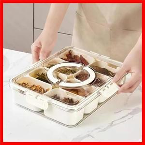 8 구획 스낵 주최자 뚜껑과 손잡이가있는 분할 된 저녁 식사 접시 휴대용 스낵 용기 캔디 주최자 과일 접시