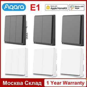기존 Aqara 벽 스위치 E1 버전 Xiaomi Home APP 용 스마트 무선 키 Zigbee 3.0 전등 와이어/중립 없음