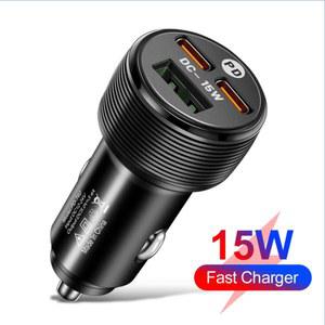 차량용 시거잭 5v 3a 충전 프로 전화 폰 type c 포트 충전기 자동차 어댑터 14 휴대 3 pd 15w 자동 usb