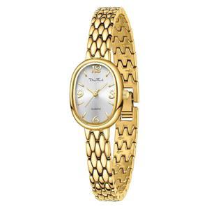 디아오펜디 쁘띠 빈티지 타원형 골드 여성용 시계, 일본 쿼츠 무브먼트가 적용된 방수 우아한 시계, 조절 가능한 스트랩, 도구 포함