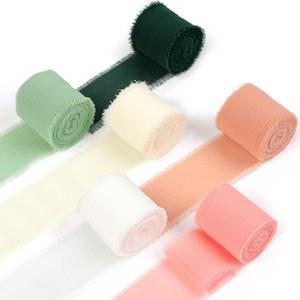 피누스 1.6인치 x 6롤 시폰 리본, 총 33야드 컬러 수제 실크 포장 꽃다발용 프레이드 프린지 선물, 청첩장, DIY 공예품, 홈 파티 장식