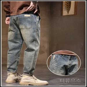 티류으스 남성 캐주얼 청바지 봄가을용 오버핏 스트레이트핏 긴바지 신상 아메리칸 빈티지 바지 가을 얇은