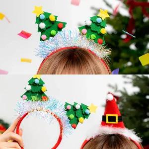 크리스마스 펠트 머리띠 루돌프 트리 겨울 헤어밴드 산타 사슴 파티 용품