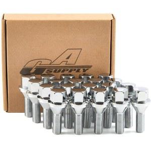 GA 공급 12X1.25 OEM 러그 볼트, 2015-2022 지프 레니게이드, 2018-2022 컴파스, 2014-2022 체로키, 20개 28mm 섕크 원피스 팩토리 스타일 크롬 휠 러그 볼트, 19mm 헥스 스톡 스터드, 콘 시트