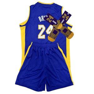 청소년용 3PC 농구 저지 세트 + 트랙 반바지 양말 #24