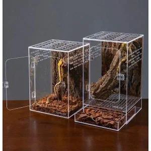 수직 뱀 사육장 아크릴 도어 파충류 도마뱀 오픈형 안깨지는 케이스 레오파드 게코 애완 동물