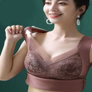 여성 기모 레이스 패드 내장 일체형 브라탑 나시 보온 방한 고탄력 V넥 원단 런닝 브라렛