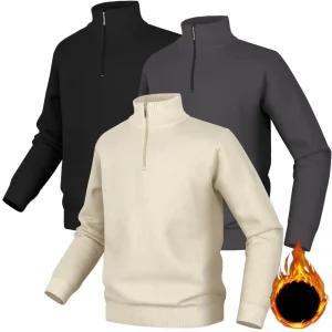 남성 반집업 니트 스웨터 터틀넥 부드러운 기모 남자 겨울 하프집업 폴라 니트티 긴팔 빅사이즈