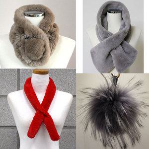 리얼렉스 퍼 머플러 토끼털 쁘띠 목도리 국내산 인조 밍크 페이크 여성 남자 아동