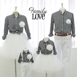 심플 블랙체크 패밀리룩, 가족티, 돌촬영, 주니어까지