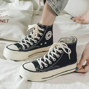 베리슈 여성 5cm 통굽 키높이운동화 캔버스화 하이탑 스니커즈