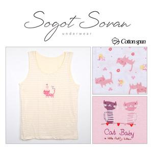 여아동 순면 런닝세트 냥이 아기 나시 유아 유치원 초등 주니어속옷