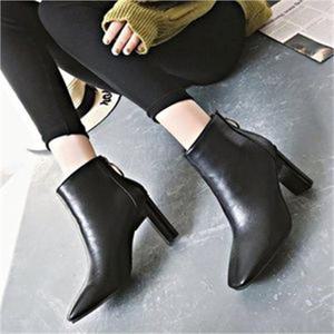 ONM 뒤지퍼 앵들부츠 힐 스웨이드 인조가죽 여성 부티힐