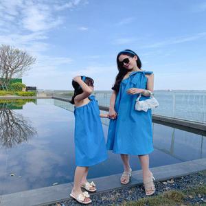 모녀 원피스 시밀러 엄마딸 맘 커플 룩 하는 가족 의상 드레스 여자 쉬폰 캐미솔 패션 어머니 딸 여름 휴가