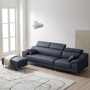 [케어퍼니처]켄타 4인용 가죽 소파 헤드틸팅 신소재 비건레더 쇼파 이지클린 거실