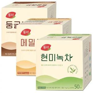 [동서식품]동서 차 50T 3종 150T 세트 (현미녹차 + 둥굴레차 + 메밀차) /그린티/디카페인/잎차/곡물차/...