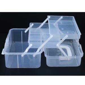 3단 칸막이 수납박스 플라스틱 투명 계단식 보관 케이스