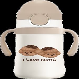 유비맘 스테인리스 원터치 빨대컵(220ml)-초코몽이(초코)