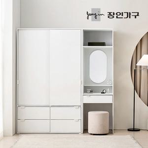 장인가구 코라 1800 슬라이딩 옷장 세트 1200 서랍옷장 (선반형)+600 수납화장대