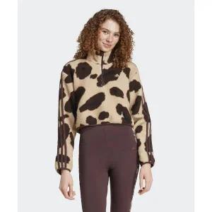 [아디다스]애니멀 프린트 플리스 크롭 반집업 탑 - 베이지:브라운 IX3719 115588194