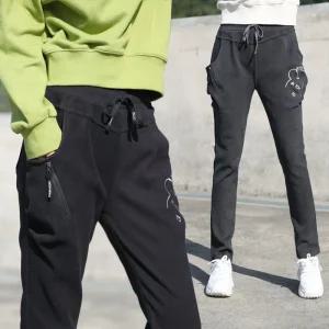 동대문스타일 여자 기모 바지 벌륜 포켓 밴딩 여성 겨울 바지 OB589