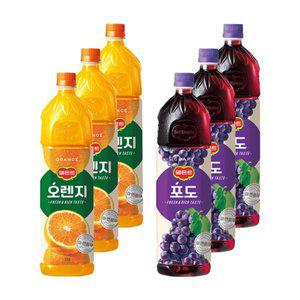 델몬트 오렌지주스 1.5L 3개 + 델몬트 포도주스 1.5L 3개