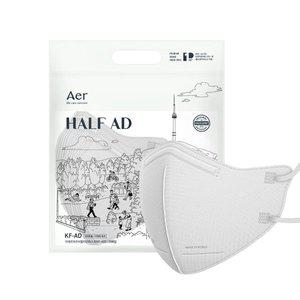 [아에르]KF-AD 비말차단 하프마스크 화이트 중형 25매