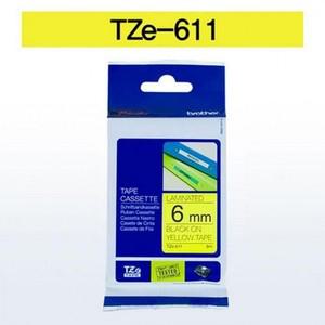 Bla Yellow 더 테이프카트리지 6mm TZ611 실 스티커 라벨 사무 용지 기기