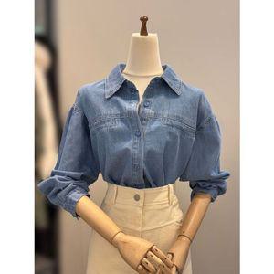 [갤러리아] ABFZ 루즈핏 데님 남방 롱셔츠 블라우스 ACZ5HB36G