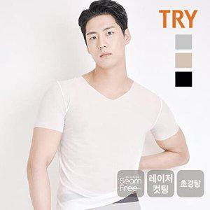 [TRY]TRY 남성 심프리 레이저컷팅 브이넥 티셔츠 런닝(택1)