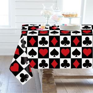 식탁보 카지노 테마 식탁보 체크 무늬 마름모 카드 놀이 테이블 커버 라스베가스 파티 식탁보 카지노 밤 생