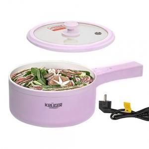 크루거871핑크 플로라 세라믹코팅 전기냄비 멀티쿠커 라면 조리기 포트
