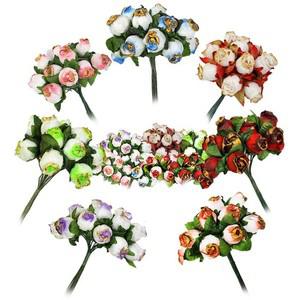 항아리장미- 금테투톤) 항장미 조화꽃 1단12송이 꽃다발 꽃장식 조화꽃장식 꽃다발만들기