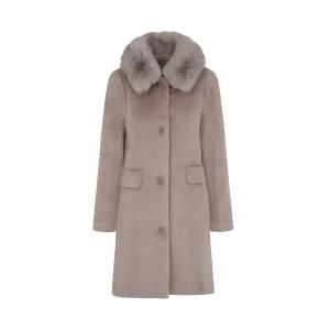 [크로커다일레이디]폭스 카라 탈부착 솔리드 알파카 롱 코트_CLDWCT109