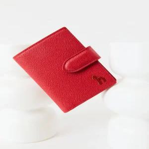 헤지스 액세서리 여성 24FW [스테디셀러] 레드 단색 소가죽 중지갑 WIHO4F003R2