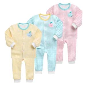 [그린베베] 영유아 봄가을용_사과체크 양면내의/아기옷/아기내복/실내복/남아/여아/상하세트/순면/KC인증/국내원단