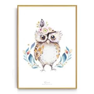 [숑숑몰마켓] [숑숑몰마켓]부엉이 동물그림액자 아이방 아기방 꾸미기 북유럽 포스터 두뇌발달