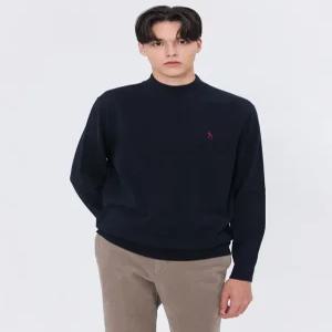 헤지스 남성 24FW [스테디셀러] 네이비 짜임 울 니트 WHSW4D435N2