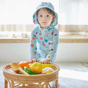 [보리보리/삐까부]스마일 민트 유아 아기 우주복 래쉬가드(유아 수영복)