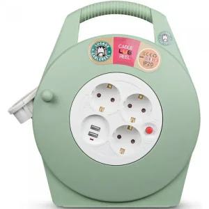 러그박스 10M 3구 USBx2 캠핑릴선 리드선 케이블선 1.5sq 슬림형 민트그린