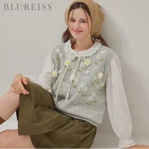 [블루레이스] 플라워 포인트 울 니트 조끼_B5F1VT4911