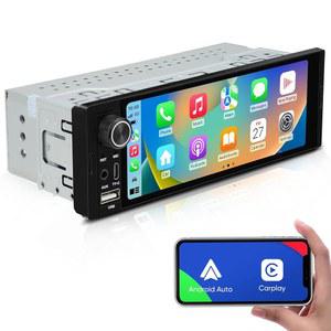 6.36인치 싱글 딘 터치스크린 카 스테레오 - 리눅스 시스템 싱글 딘 유선/무선 카플레이 안드로이드 오토, 1080P HD GPS 내비게이션 핸즈프리 통화, SWC/FM/AM/BT