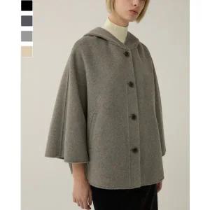 [리스트](광주신세계) 울 블렌드 후드 케이프 코트