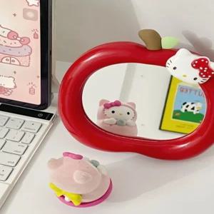 헬로키티 탁상 거울 사과 모양 학생 기숙사 사무실 데스크탑 휴대용 소형 미니 인테리어 소품