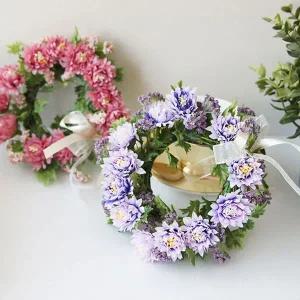 작은 국화 스타일 미니 조화 리스 고품질 향초 캔들링